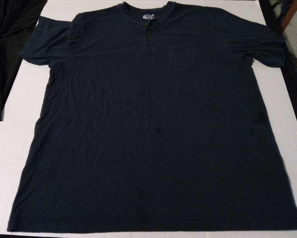 Carhartt Size 2XL Loose Fit Navy Blue Three Button Short Sleeve Pocket T-Shirt